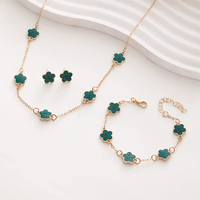 Lucky Five-Petal Flower Five-Leaf Clover Bracelet Earrings Necklace for Women Elegant Fashion Accessories Party Jewelry Gifts...
