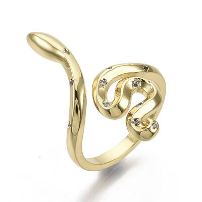Brass Micro Pave Cubic Zirconia Cuff Rings