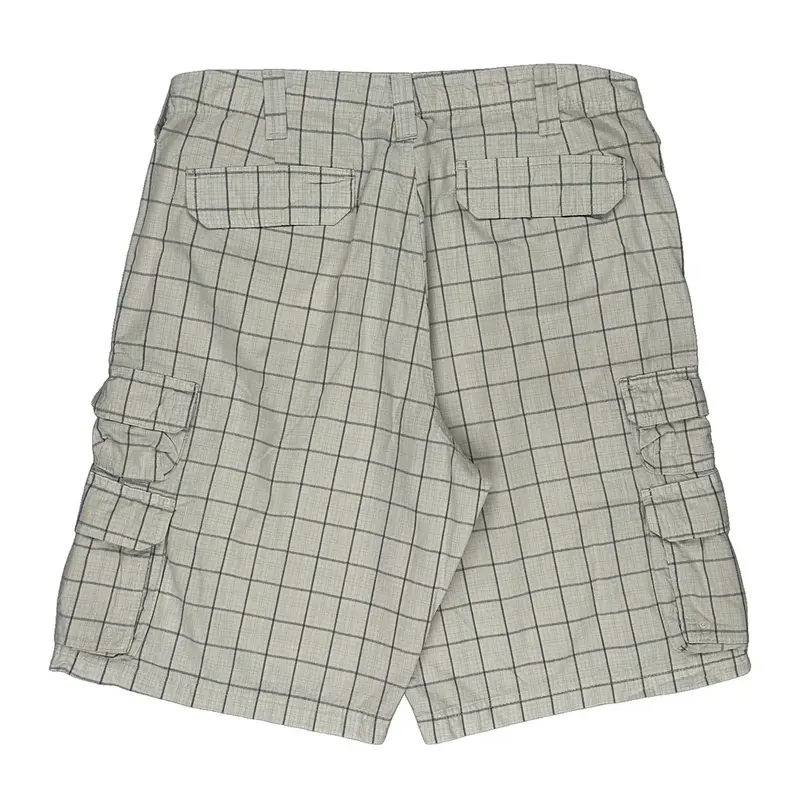 Lee Checked Cargo Shorts - 34W 11L White Cotton | Size: 34″ waist