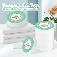 Casabella Reusable & Disposable Compressed Bath Towels 55 x 27 inch – Large Cotton Towels for Travel, Camping, Beach, Hikin...