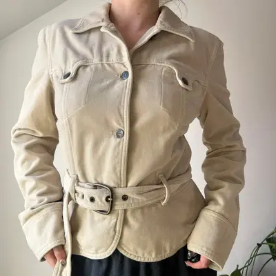 Armani Jeans Jacket - Small Beige Cotton Blend