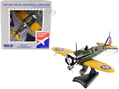 Boeing P-26 Peashooter Fighter Aircraft United States Army Air Corps 1/63 Diecast Model Airplane by Postage Stamp