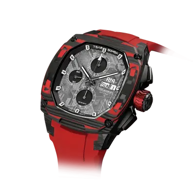 TSAR BOMBA Men's Swiss Automatic Watch | Dark Matter 4 | Rafael Signed Limited Edition | Meteorite Chronograph Calendar Dial ...