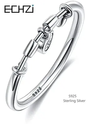 925 Sterling Silver Anti Anxiety Ring with Cubic Zirconia Love Pendant, Healing Energy Finger Ring, Fashion Jewelry Accessori...