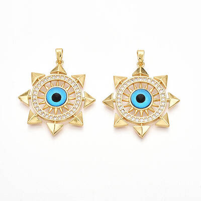 Brass Micro Pave Cubic Zirconia Pendants