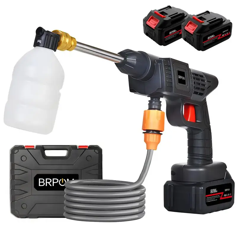 Portable Cordless High-Pressure Electric Cleaning Car Washing Spray with Washer Nozzle for Home Garden Maintenance, 1 Set M...