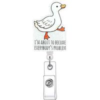 Cute Duck Design Badge Holder, 20pcs/1 Count Retractable Badge Reel, Acrylic ID Holder with Clip for Nurses, Doctors, Student...
