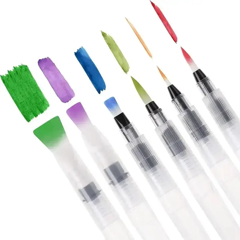 Comic Paint Pen Art Supplies, 6pcs/Set Watercolor Painting Brush Pen Drawing Supplies, Refillable Watercolor Brush Pen Art Ki...