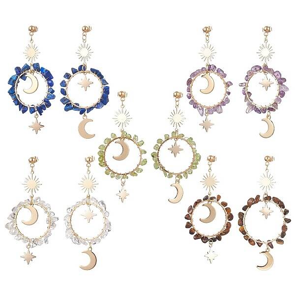 Vintage Natural Mixed Stone Ear Studs
