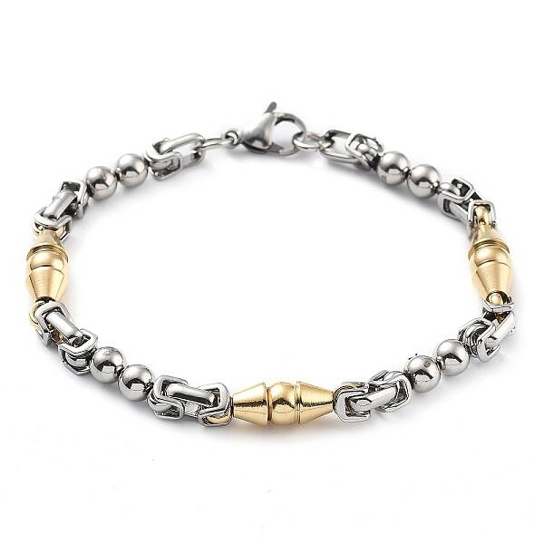 PVD Vacuum Plating 201 Stainless Steel Bicone Link Chain Bracelet