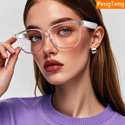 Smart Glasses with Dual Boards, Magnetic Charging, Classic Transparent Tr90 Frame, Decorative Lens, Perfect Holiday Gift