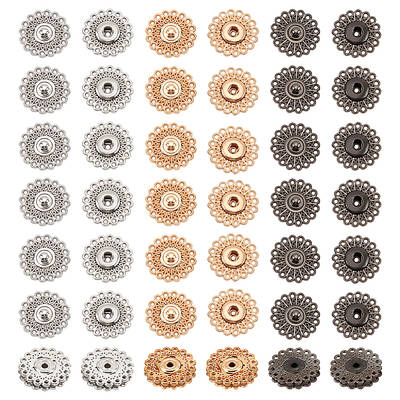 24 Sets Brass Flower Snap Buttons
