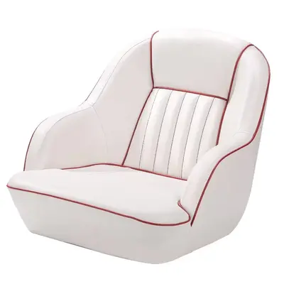 Garvee Pontoon Boat Seat, Captains Bucket Boat Seat, Back Folding Boat, Boat Cabin Seating - White & Red