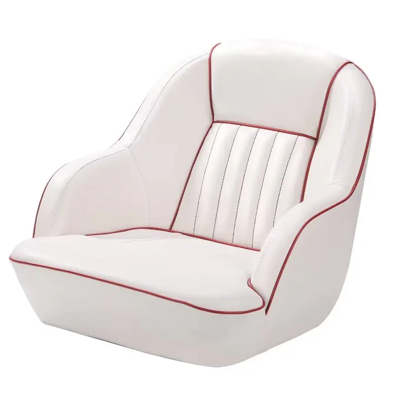 Garvee Pontoon Boat Seat, Captains Bucket Boat Seat, Back Folding Boat, Boat Cabin Seating - White & Red