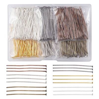 600Pcs 6 Colors Iron Flat Head Pins