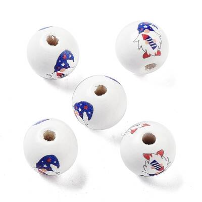 Independence Day Theme Wood European Beads