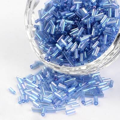 Tube Transparent Colours Rainbow Plated Glass Seed Beads