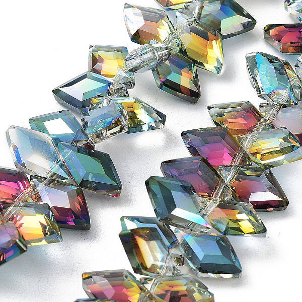 Electroplate Rhombus Glass Beads Strands