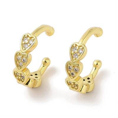 Brass Micro Pave Clear Cubic Zirconia Cuff Earrings for Women