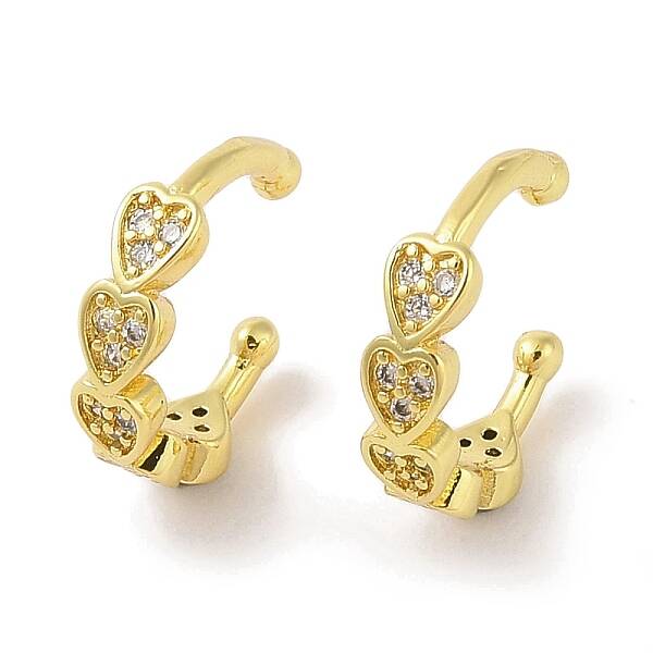 Brass Micro Pave Clear Cubic Zirconia Cuff Earrings for Women