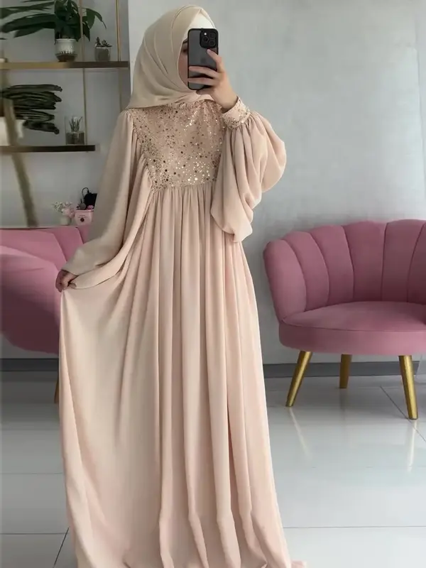 2025 Muslim Luxury Abaya Dress - Sequins & Beaded Elegant Muslim Ramadan Kaftan, Dubai Islamic Party Wear, Lightweight Loose ...