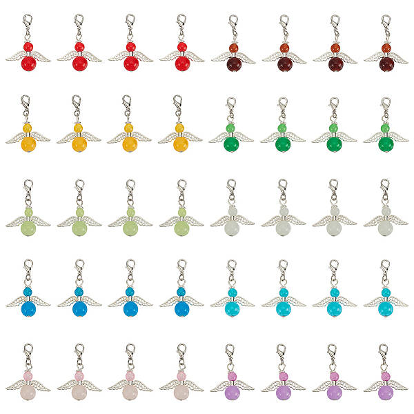 Angel Glass Bead & Alloy Pendant Locking Stitch Markers