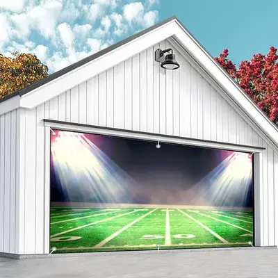 Aperturee Night Football Field Grass Light Garage Door Banner