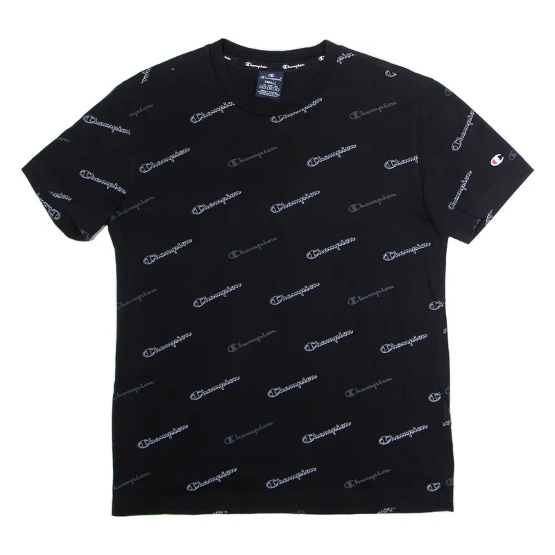 CHAMPION Mens T-Shirt Black Crew Neck S