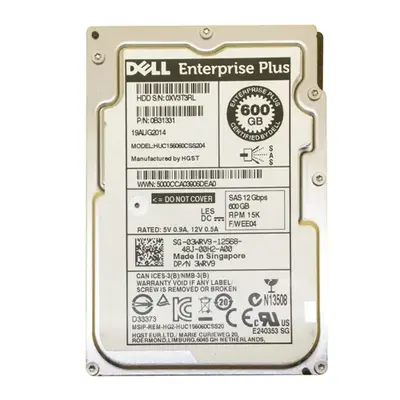 3WRV9 Dell 600GB 12Gb/s SAS 15000 2.5-Inch Hard Drive