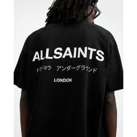 AllSaints Underground Crew Neck T-Shirt Minimalist Black Letter Graphic Tee, Unisex Casual Wear