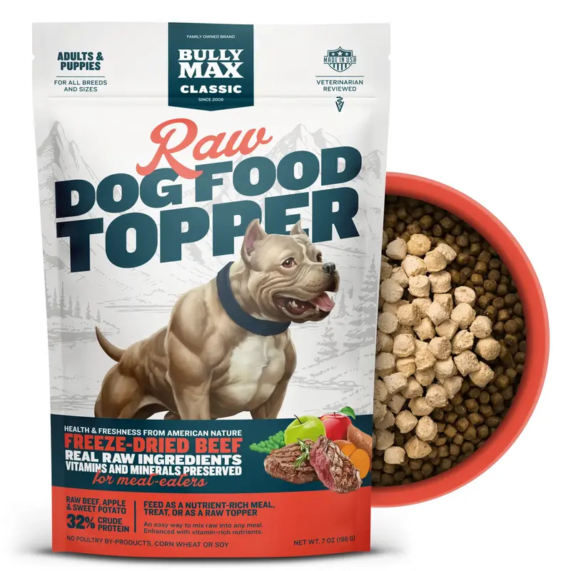 Bully Max Freeze-Dried Raw Dog Food Toppers Beef Flavor for Lean Muscle Growth with Real Beef and Beef Liver, High in Protein...