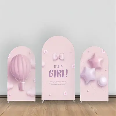 Its A Girl Hot Air Balloon Party Arch Bakcdrop Kit - Aperturee