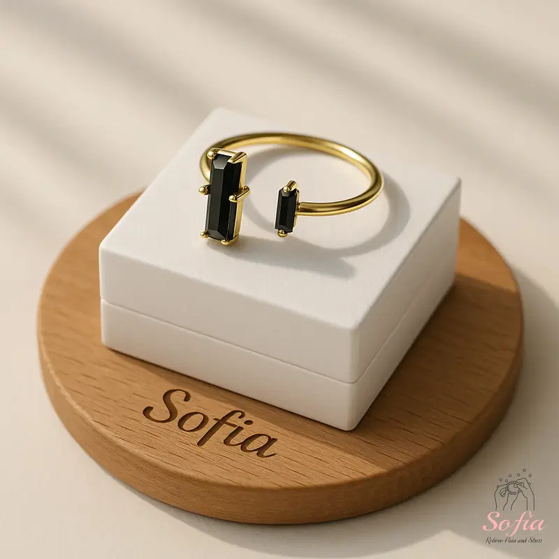 Minimalist Natural Black Obsidian Ring US 7.5 - Black Obsidian Bar Ring in Sterling Silver - Vintage Ring Handcrafted Rings -...