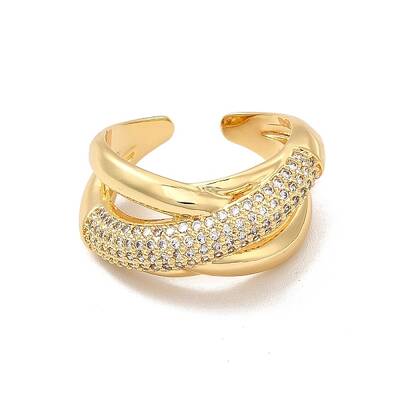 Cubic Zirconia Criss Cross Open Cuff Ring