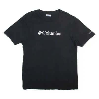 COLUMBIA Mens T-Shirt Black Crew Neck L