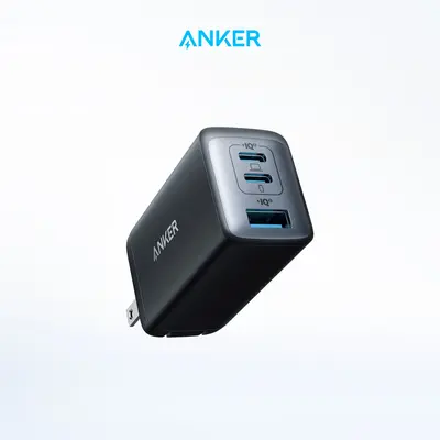 Anker 735 Charger (Nano II 65W), 3-Port PPS with Compact and Foldable Design, USB-C For MacBook, iPad, Galaxy iPhone 16/15 Se...