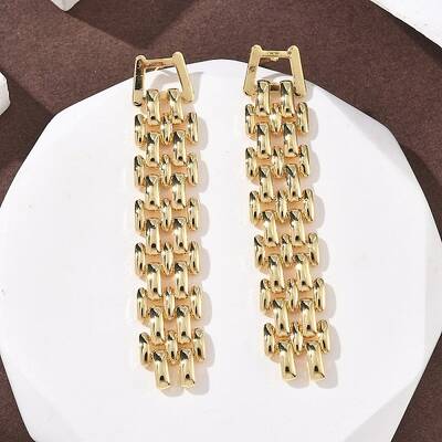 Brass Dangle Stud Earrings