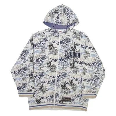 HERE THERE Download Mens White Hoodie Full Zip M