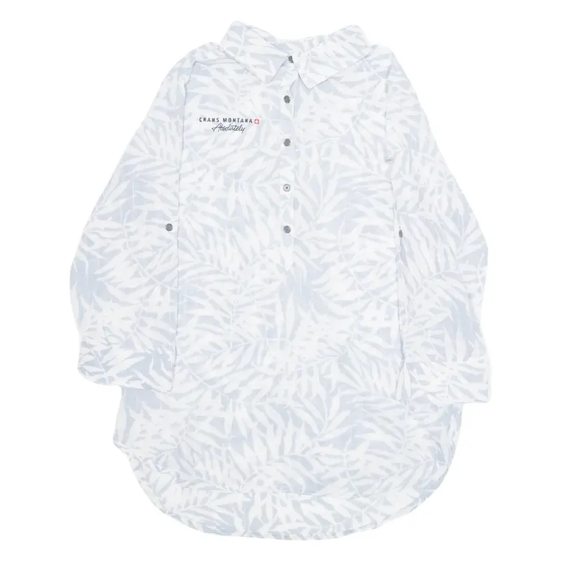 COLUMBIA Crans Montana Womens Shirt White Floral 3/4 Sleeve M