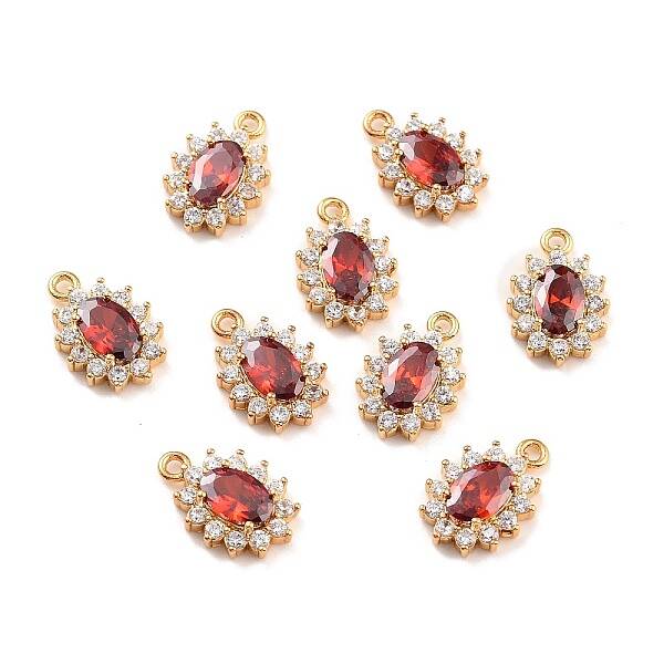 Real 18K Gold Plated Brass Micro Pave Cubic Zirconia Charms