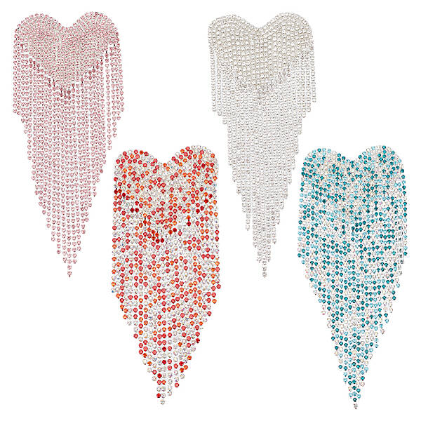 4Pcs 4 Colors Glass Rhinestone Sew on Patches