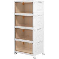AISOON 4 Tier Plastic Storage Bins with Lids and Wheels, 92QT Stackable and Collapsible, Ideal for Closet, Living Room, Offic...