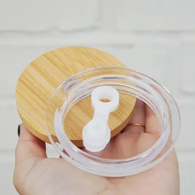 Clear Dishwasher Safe or Bamboo Lid For 16oz Glass Can Cup Drinkware Silicone Drink Straw Mug Tumbler Bottles Modern Sustaina...