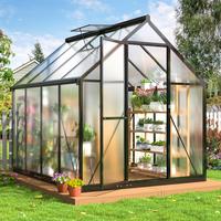 6x7 FT Polycarbonate Greenhouse with Quick Setup Structure and Roof Vent, Aluminum Walk-in Greenhouse for Outside Garden Back...