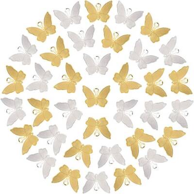 160Pcs 2 Colors Butterfly Charms