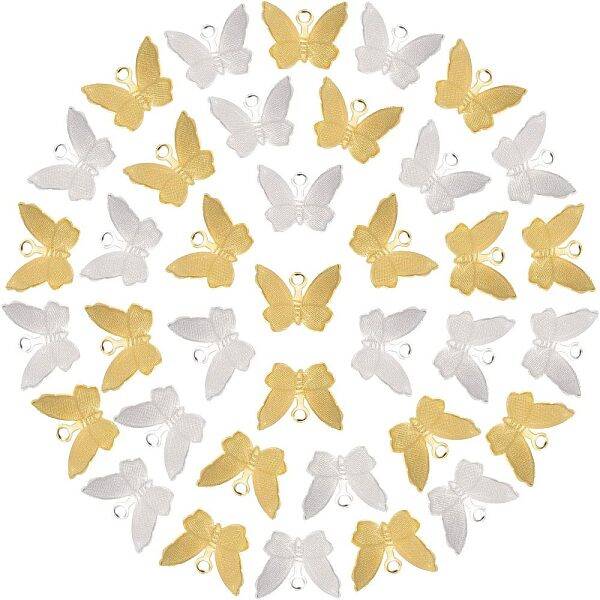 160Pcs 2 Colors Butterfly Charms