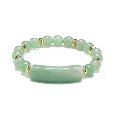 Natural Green Aventurine Rectangle Beaded Stretch Bracelet