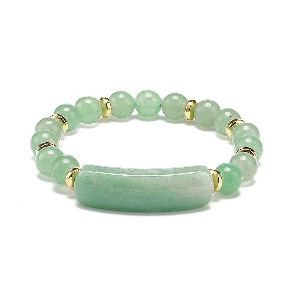 Natural Green Aventurine Rectangle Beaded Stretch Bracelet