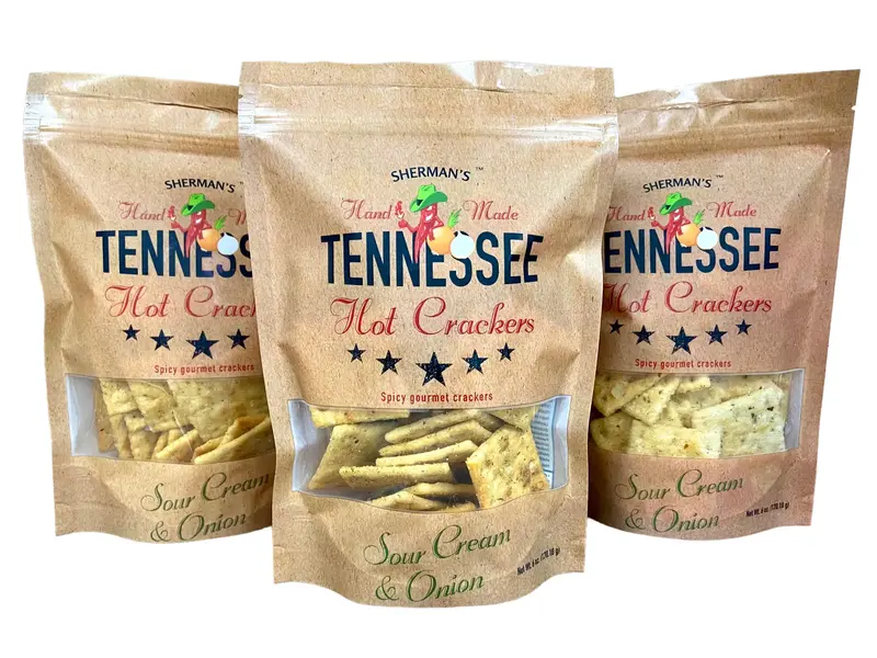 Sherman's Tennessee Hot Crackers, Sour Cream & Onion Flavor, 3 pack. (6oz each), Spicy Snack Crackers. Creamy Sour Cream & On...