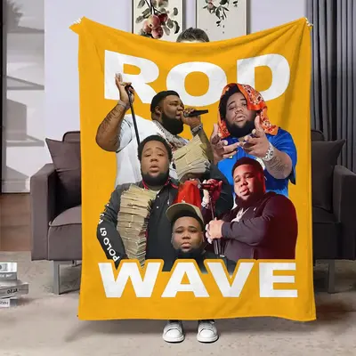 Rod Wave Print Flannel Blanket, 2 Counts Soft Warm Throw Blanket, Air Conditioning Blanket, Household Gift for Bedroom Living...